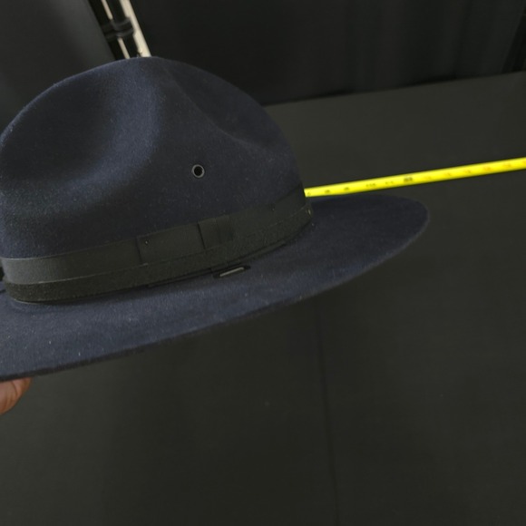 Beaver Quality XXXX Straw Oval Officer Troper Hat Men Black Brimmed Fedora 7 5/8 - Picture 6 of 9